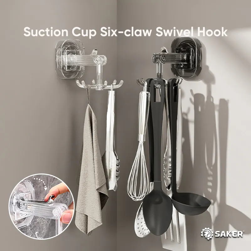 SAKER&reg; Suction Cup Six-Claw Swivel Hook