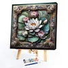 (US Local)Paint By Numbers Kit On Canvas DIY Oil Art Lotus Home Wall Decor 40x40cm