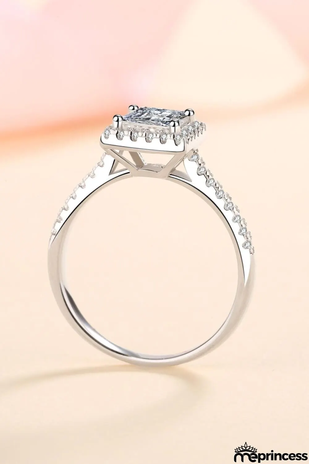 Sterling Silver Square Moissanite Ring