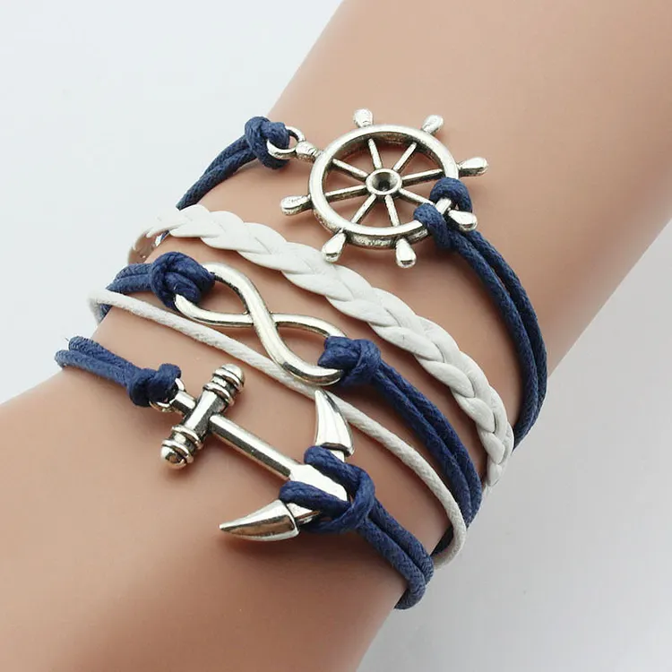 Hand Woven Fashion Boat Rudder Multi Layer Bracelet