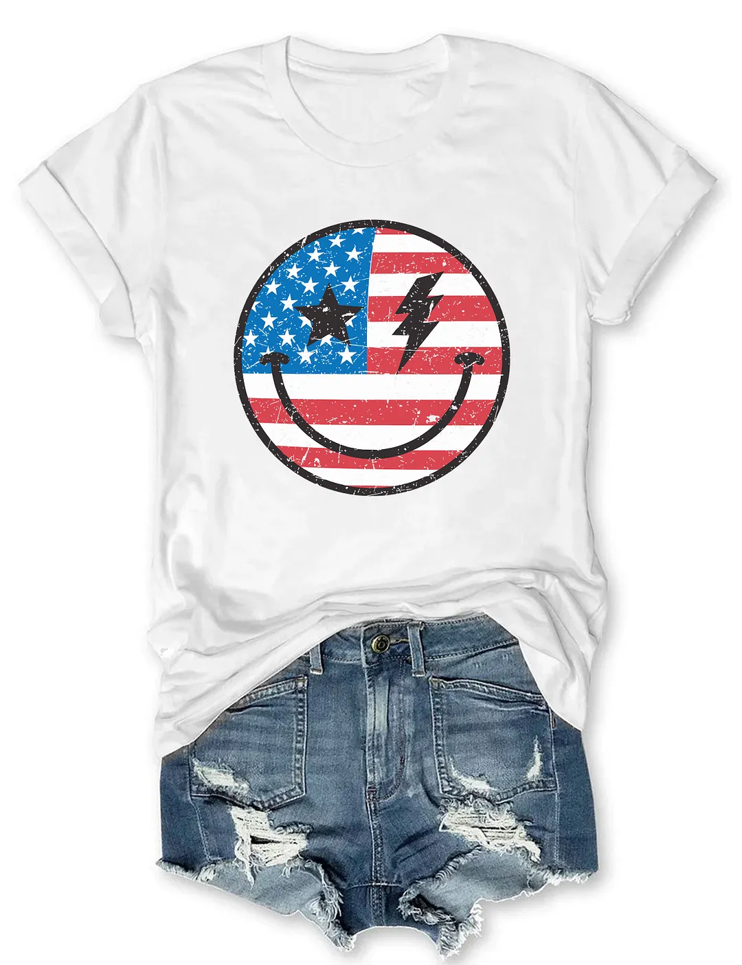 Retro Smiley Flag USA T-shirt