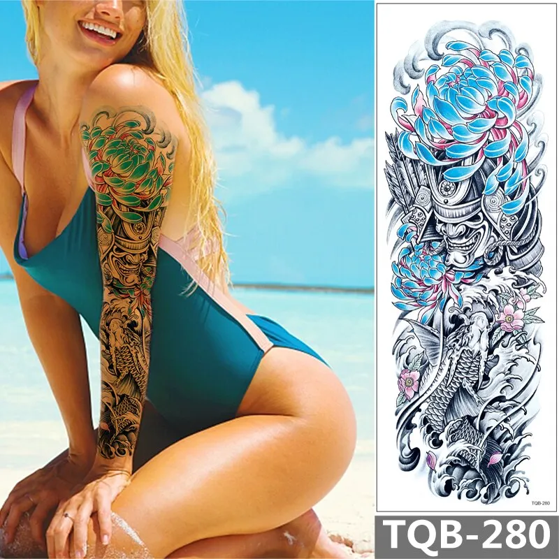 Sdrawing Arm Temporary Tattoo Sleeve For Men Maori Wolf Fake Large 3D Tatoo Stickers