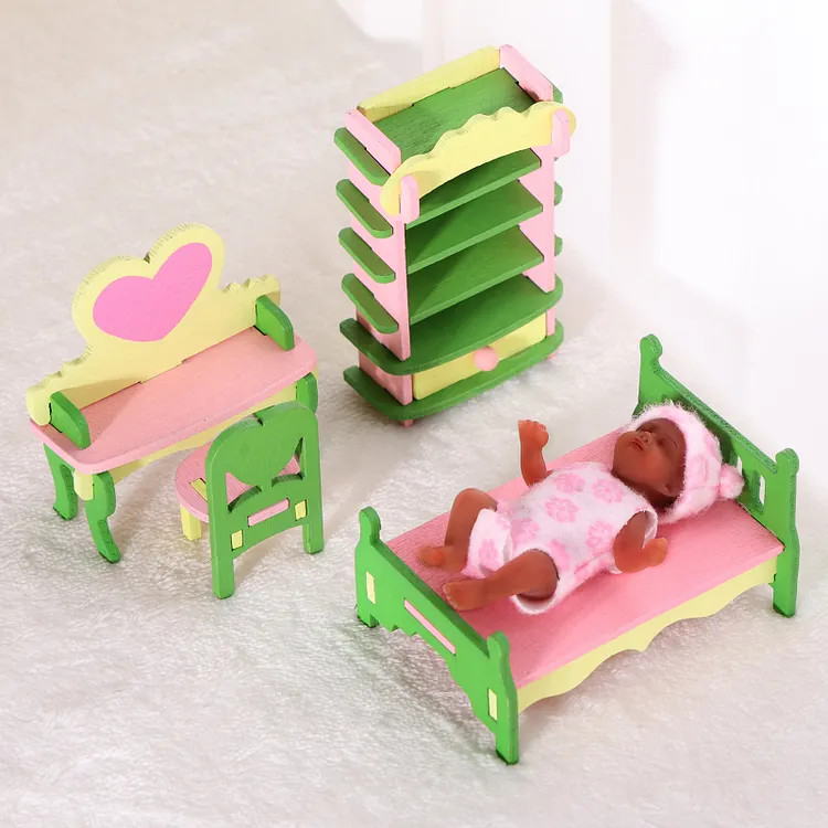 Babeside Cookie 4.5" Mini Full Silicone Sleeping Reborn Baby with Playset Accessories