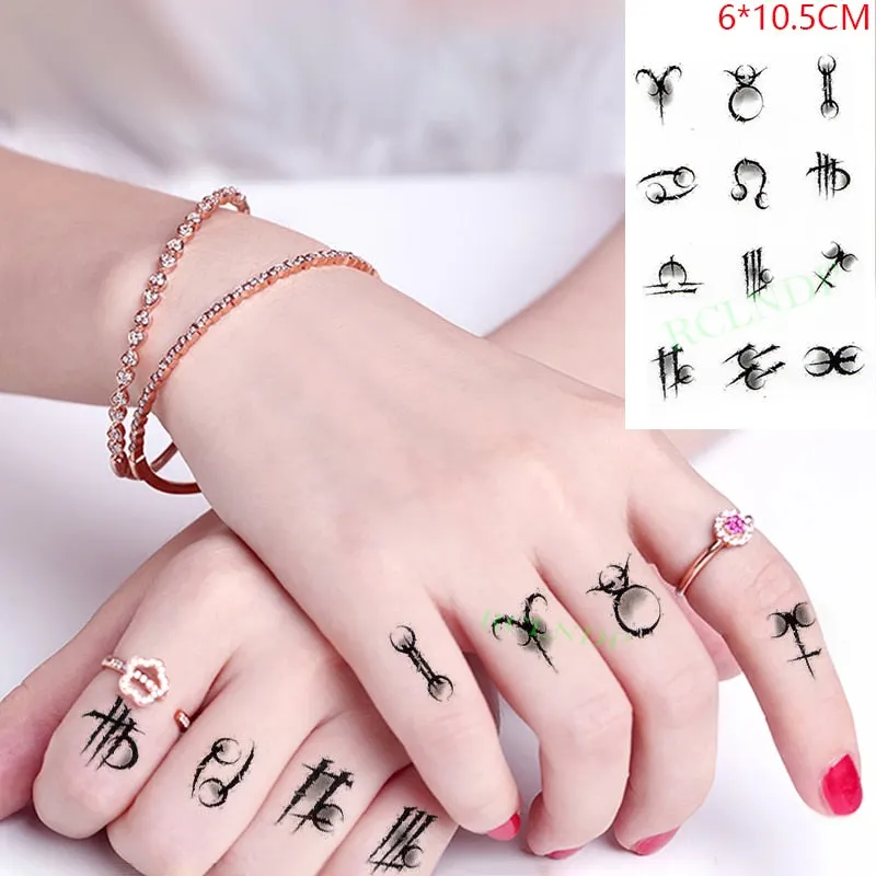 Waterproof Temporary Tattoo Sticker Neck Black Word Angel Devil Bull Cross English Letters Flash Tatoo Fake Tatto for Woman Men