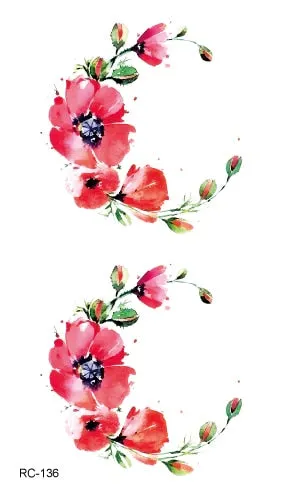 52 Kinds Watercolor Flora Lavender Waterproof Fake Tattoos Temporary Women Arm Chest Ankle Stickers Floral Body Art Tatto Flower