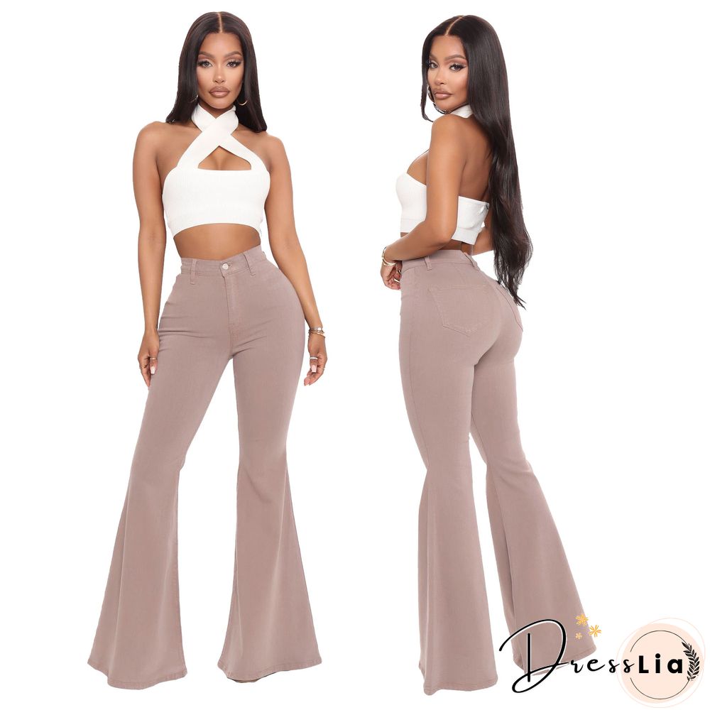 High Waist Stretch Plus Size Flare Jeans Pants
