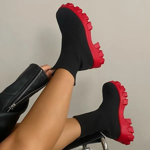 2021 Autumn Winter New Couple Socks Shoes Women Thick-soled Casual Large Size Net Red Knitted Short Boots Women botas de mujer