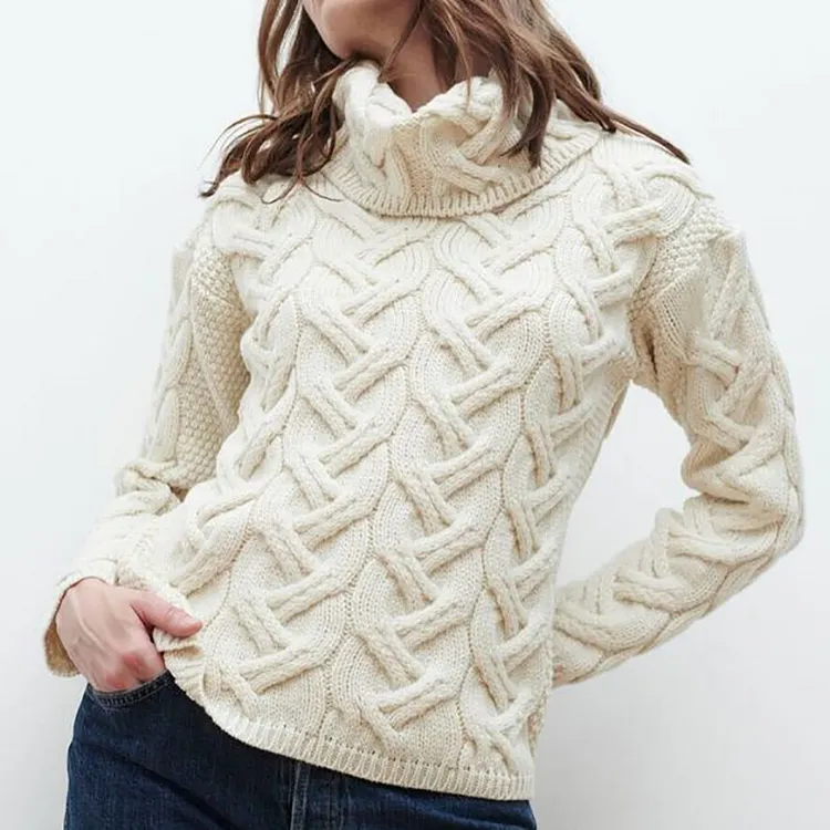 Aran Supersoft Chunky Cable Turtleneck Sweater