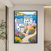 (Big Size)Colorful Houses On The Coast - 14CT Stamped Cross Stitch - 40*60cm - Landscape