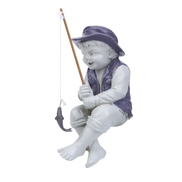 【Ornament】Home Decor Resin Ornaments-Garden Statue Of Fishing Boy gbfke