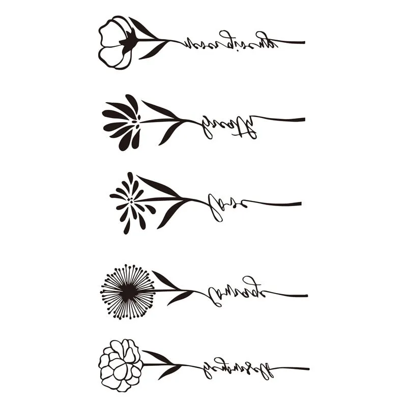 Waterproof Black Temporary Tattoo Stickers Men Women Rose Feather ankle Body Art Water Transfer Tattoos Arm Waist Finger Tatoo