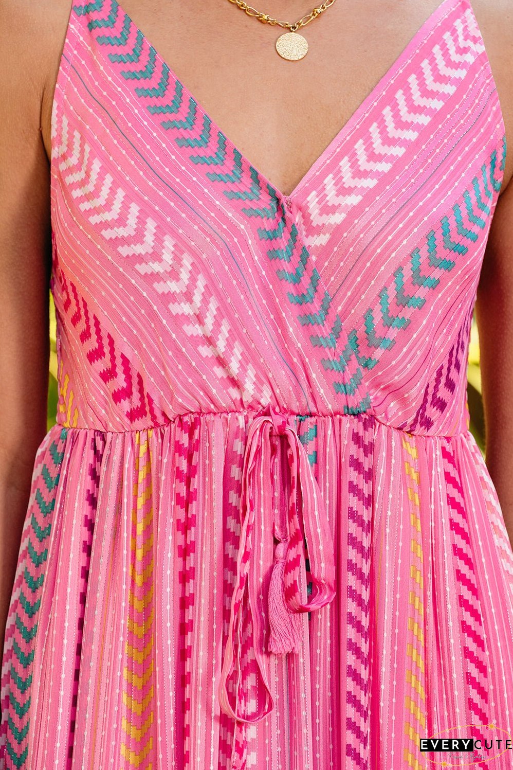 Tassel Tie V Neck Wrap Maxi Dress