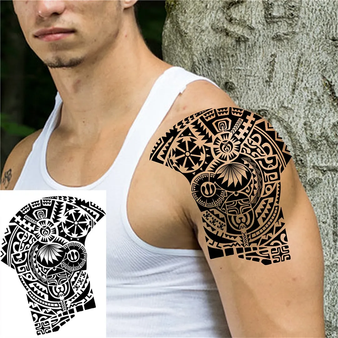 3D Lion Tiger Temporary Tattoos For Men Women Adult Black Wolf Tattoo Sticker Realistic Fake Bear Mountain Disposable Tatoo Body