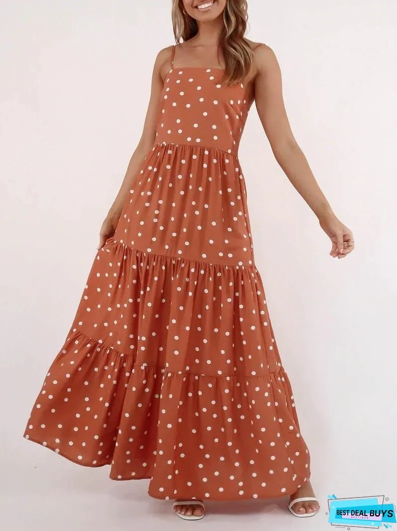 Big Wave Polka Dot Suspender Dress