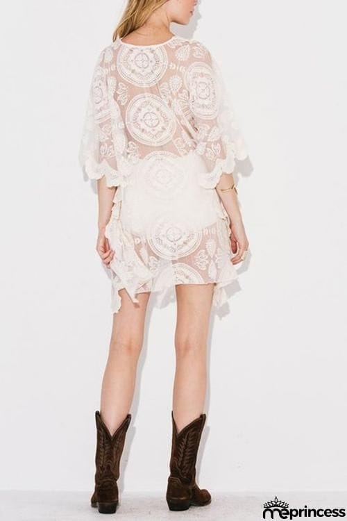 Lace Up Loose Mini Cover Dress