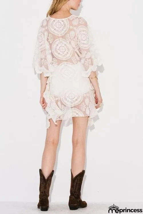 Lace Up Loose Mini Cover Dress