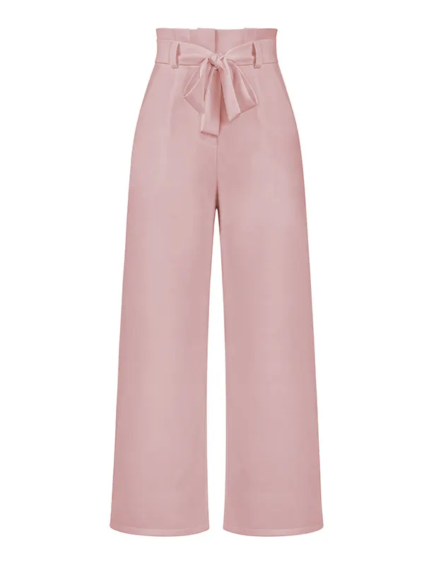 Simple Loose Wide Leg Solid Color Casual Pants Bottoms