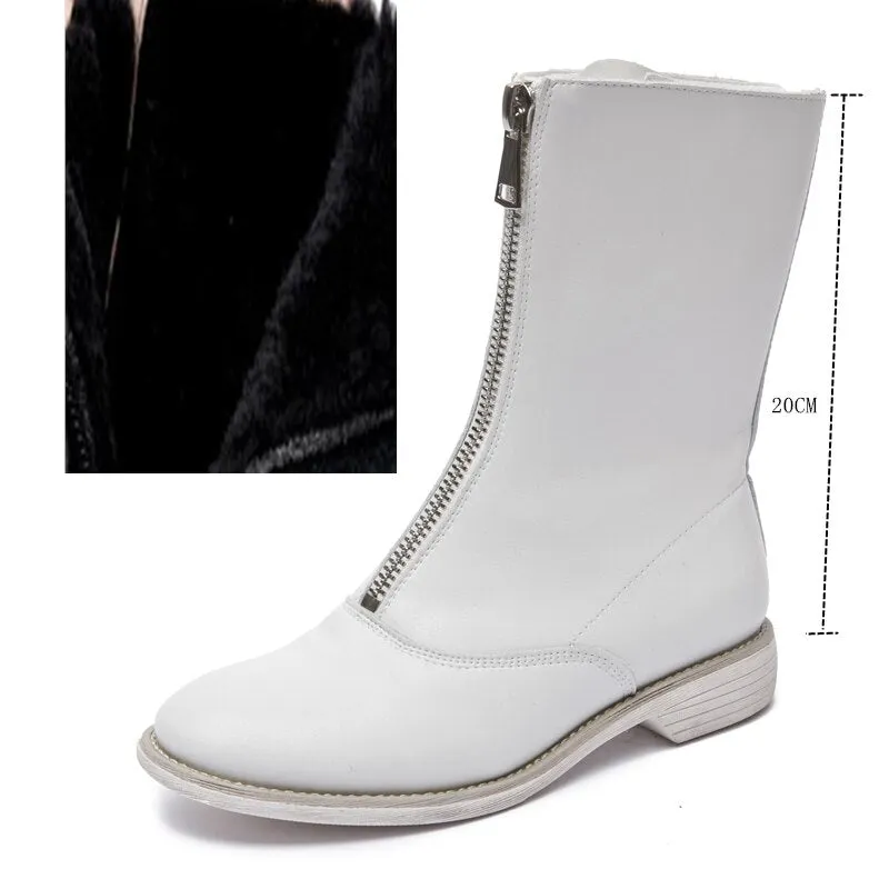 AIYUQI Women's Autumn Boots Genuine Leather 2021 New Trend Front Zipper Ladies Shoes Boots Low Heel Ankle Boots Women
