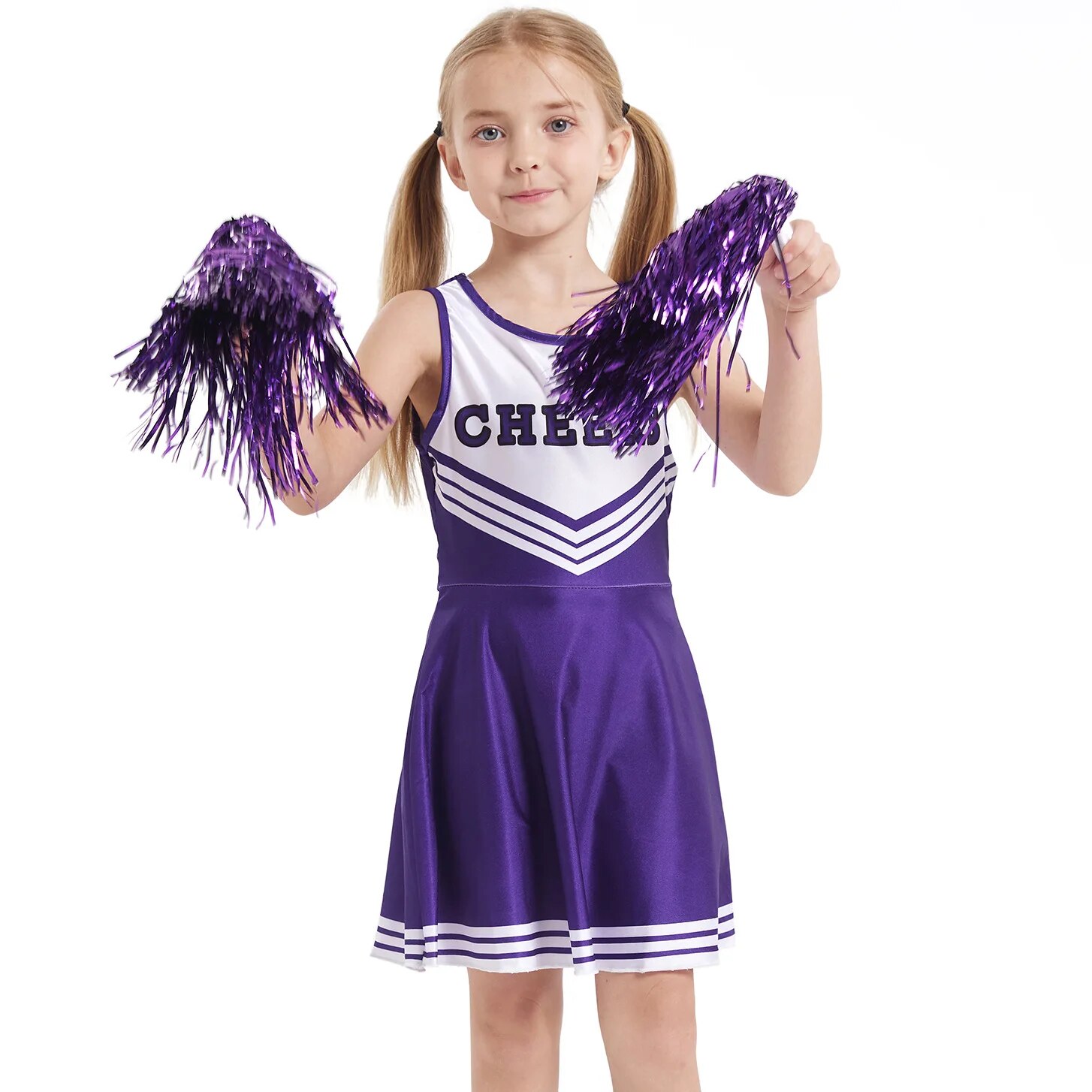 [Wetrose] In Stock Cheers Kid Kids Costume Cheerleading Uniform Cheerleader Pompoms School Sports Day Meeting Race Match Cheering