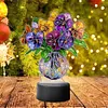 (US Local)Acrylic Double Sided Butterfly Vase Diamond Painting LED Night Light for Desktop