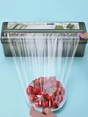 Cling Film Dispenser with Cutter Refillable Plastic Wrap Organizer for Kitchen