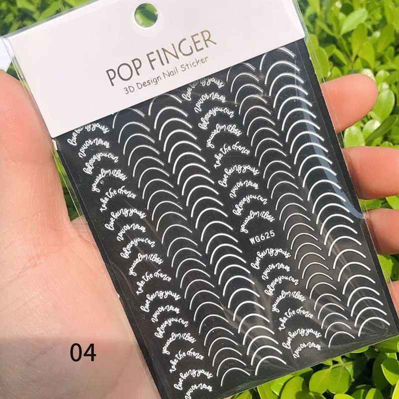 Star Nail Art 3D Stickers Black White Gold Love Hearts Pattern Nail Decals Manicures Nails Design Adhesive Wraps Tip Decoration