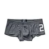 Men's sexy simple boxer briefs solid color button convex bag boxer briefs