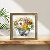 Diamond Painting Wooden Double-Sided Flower Ornaments Kit with Photo Frame Desktop