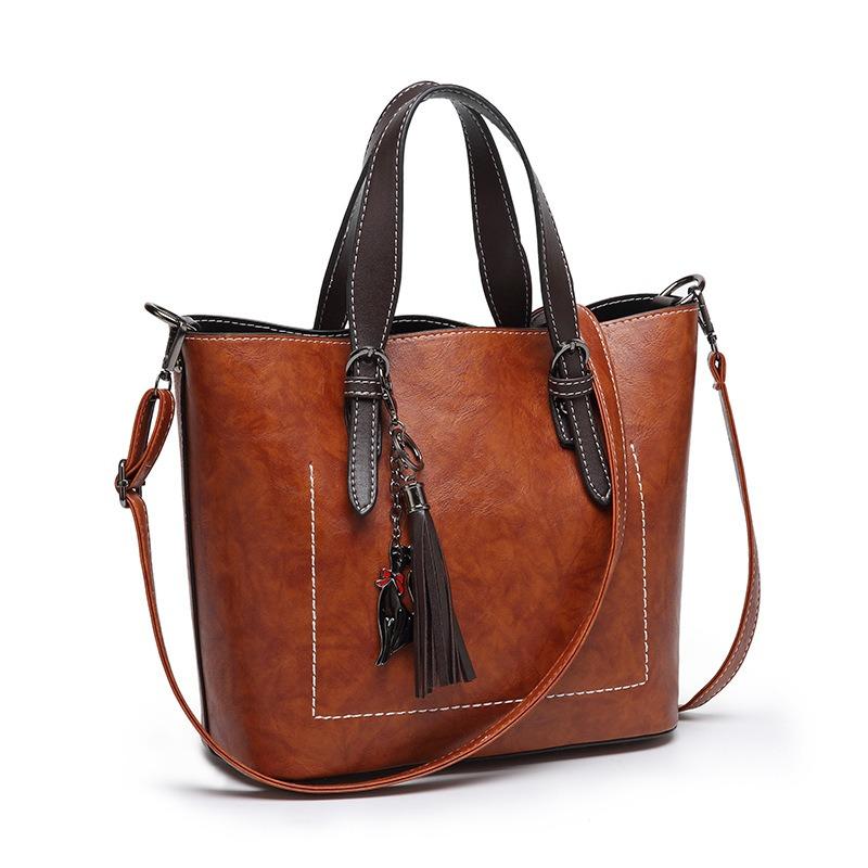 Ladies retro handbag wild large-capacity bucket bag retro single shoulder messenger bag