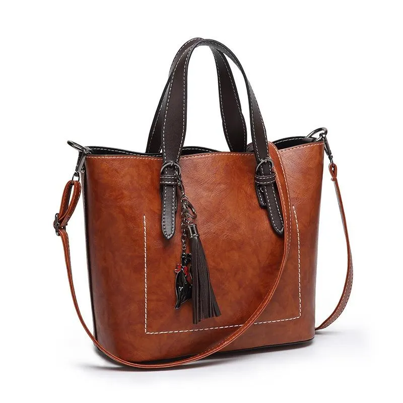 Ladies retro handbag wild large-capacity bucket bag retro single shoulder messenger bag