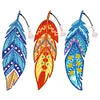 6pcs/set 5D DIY Diamond Painting Feather Shape Bookmark Kits
