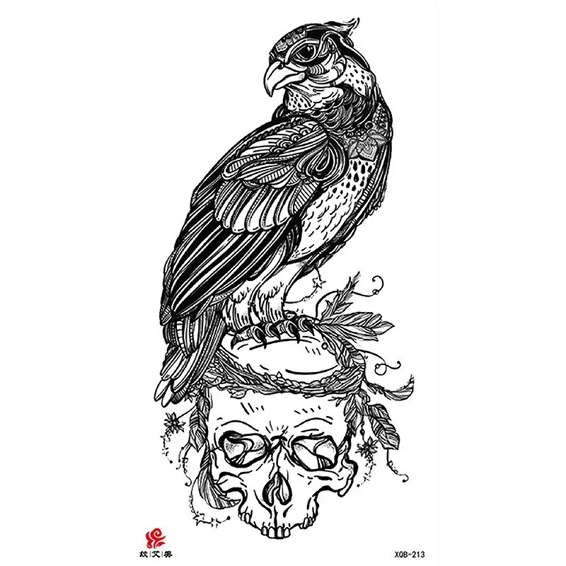 Sdrawing Temporary Tattoo Sticker Flash Tattoos Skull Snake Wolf Blue Pink Rose Flowers Body Art Arm Fake Sleeve Tatoo Women