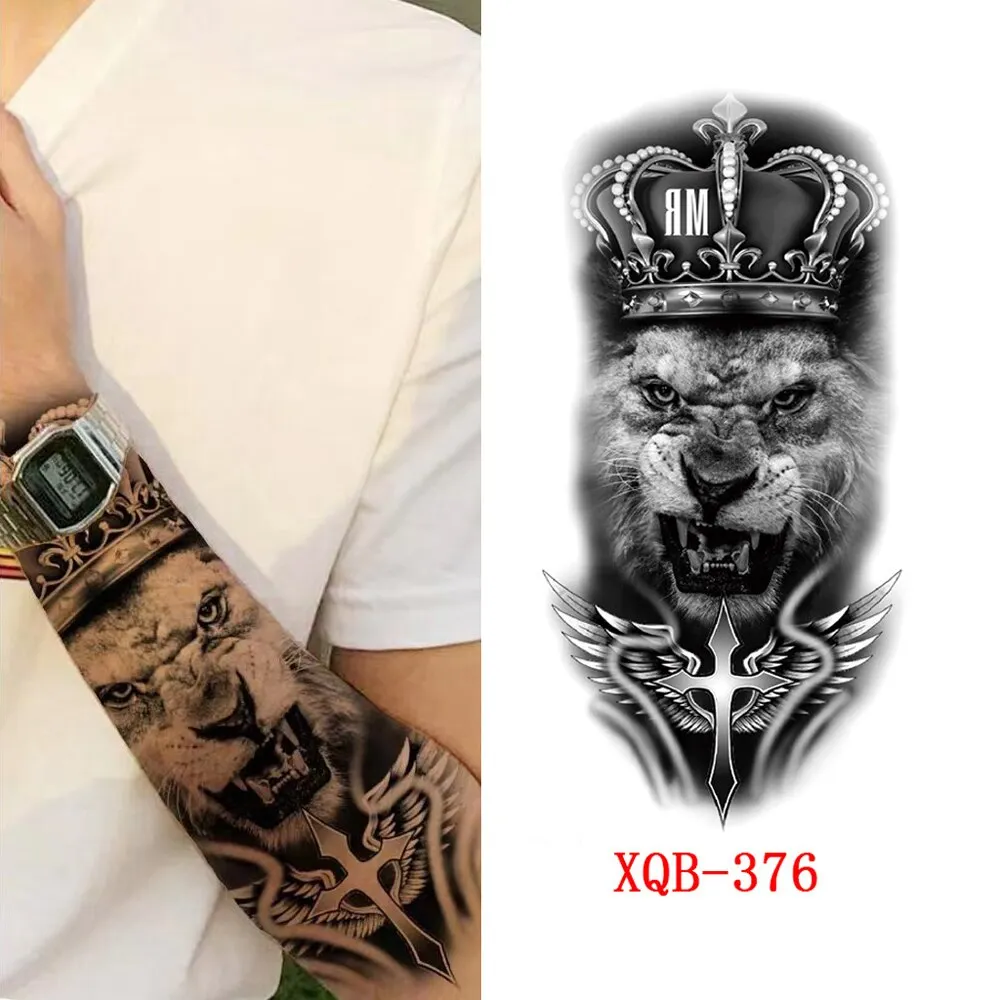 Sdrawing Forest Wolf Tattoo Sticker For Men Tiger Skull Skeleton King Animal Fake Tattoo for Women Tattoo Temporary Waterproof
