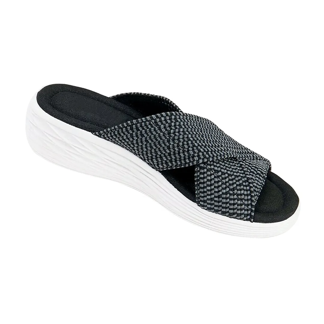 Platform Women's Slippers Stretch Cross Orthotic Slide Sandals Women Open Toe Beach Slip on Comfort and Support Summer Slipper