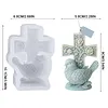 3D Rose Cross & Peace Dove Silicone Candle Moulds Decorative Crafting Tool DIY Handmade Faith Candles Moulds Reusable Sacred Rose Vine Mould for Anniversary/Religious Ceremony
