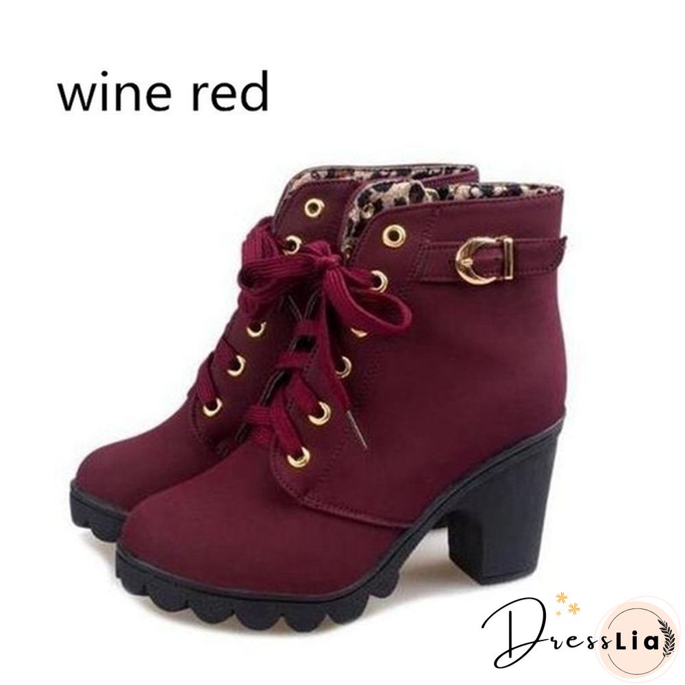 New Large Size Ladies Shoes Thick Heel Short Boots Botas De Mujer Ladies Boots Womens Shoes for Women