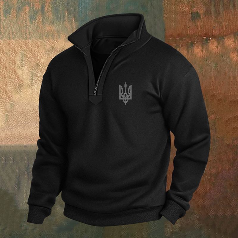Men's Ukraine Trident Print Zip Sweatshirt artswardrobe