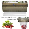 Cling Film Dispenser with Cutter Refillable Plastic Wrap Organizer for Kitchen