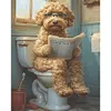 (Stamped/Counted) Dog Sitting Toilet-11CT Cross Stitch 40*50cm