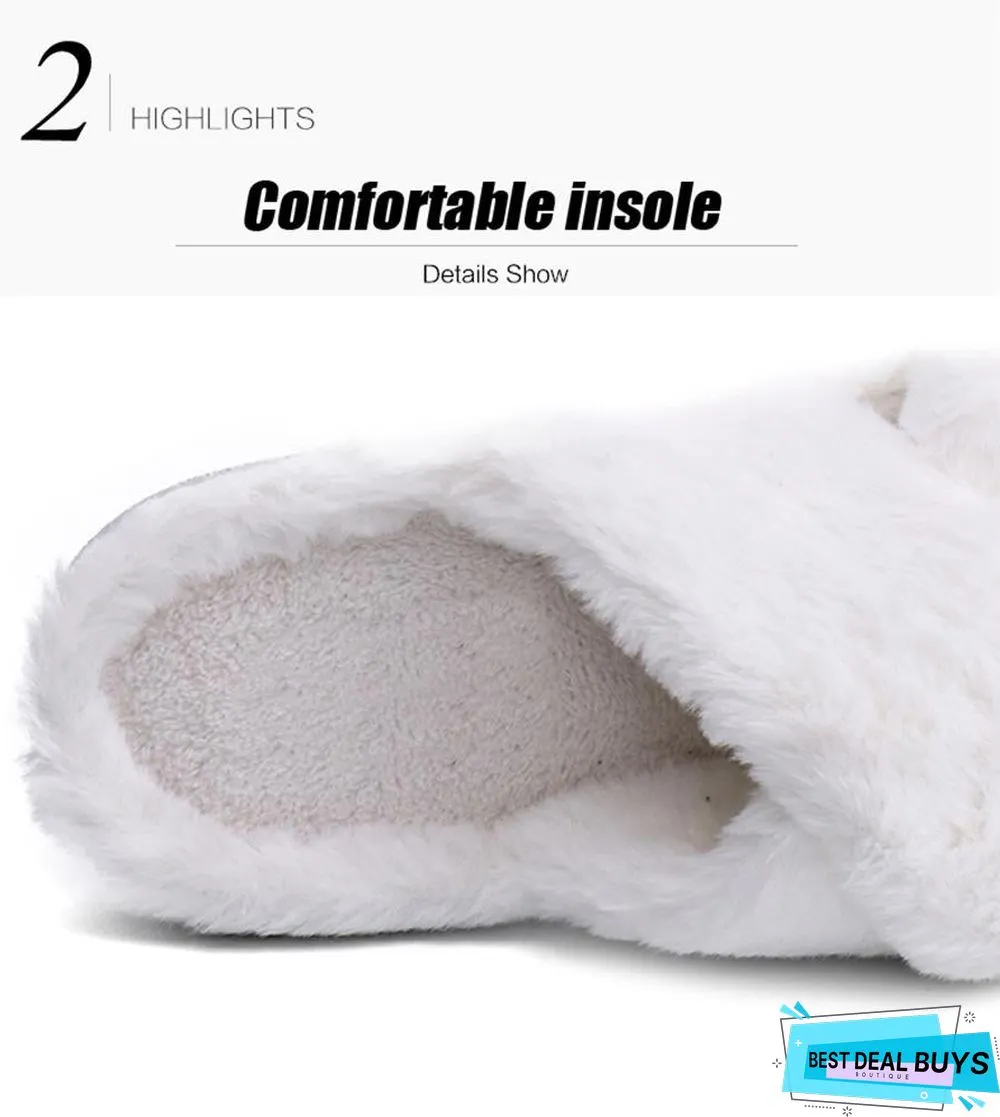 Winter Women Indoor Slippers Home Shoes Fur Slippers Warm Shoes Woman House Slippers Ladies Slip On Flats