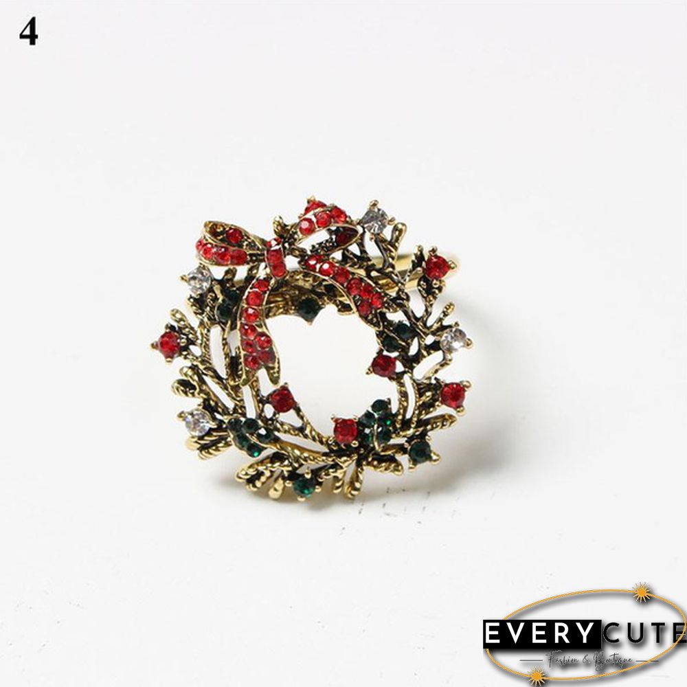 Metal Christmas Napkin Rings Holders Wreath Elk Christmas Tree Ring for Holiday Christmas Thanksgiving Home Table Decoration