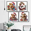 12pcs Christmas Yak-11CT Stamped Cross Stitch Set 12.5*12.5cm/4.92*4.92in