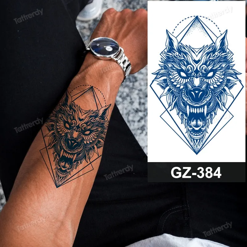 juice long lasting tatto sticker wings angel moon sun compass dragon fake tattoo waterproof transfer tatouage temporaire femme