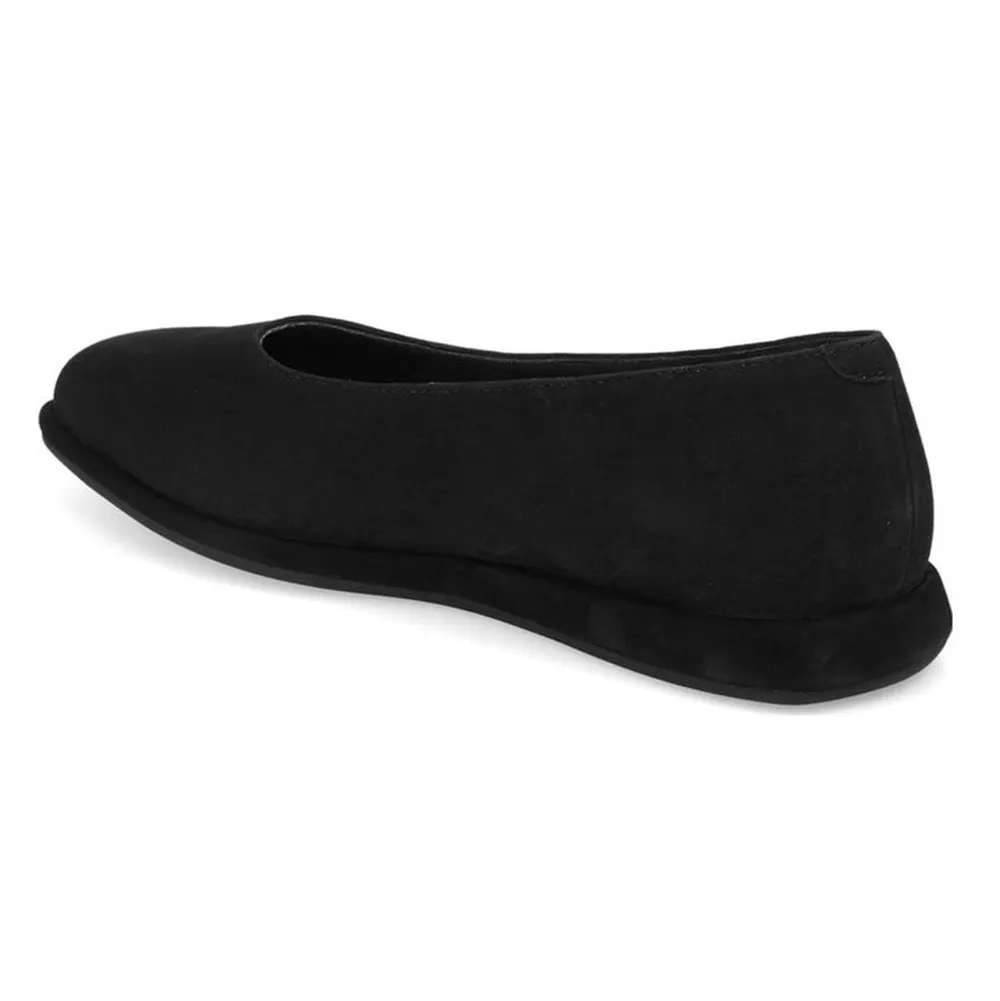 Black Vegan Suede Soft Casual Slip-On Square Toe Flat Shoes for Women