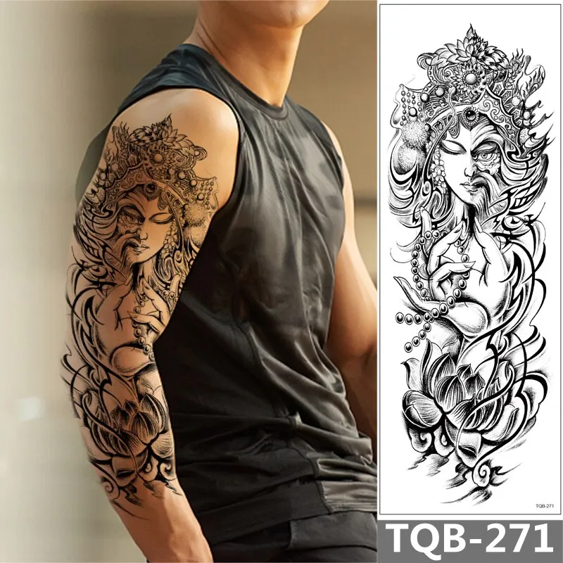 Sdrawing Arm Temporary Tattoo Sleeve For Men Maori Wolf Fake Large 3D Tatoo Stickers