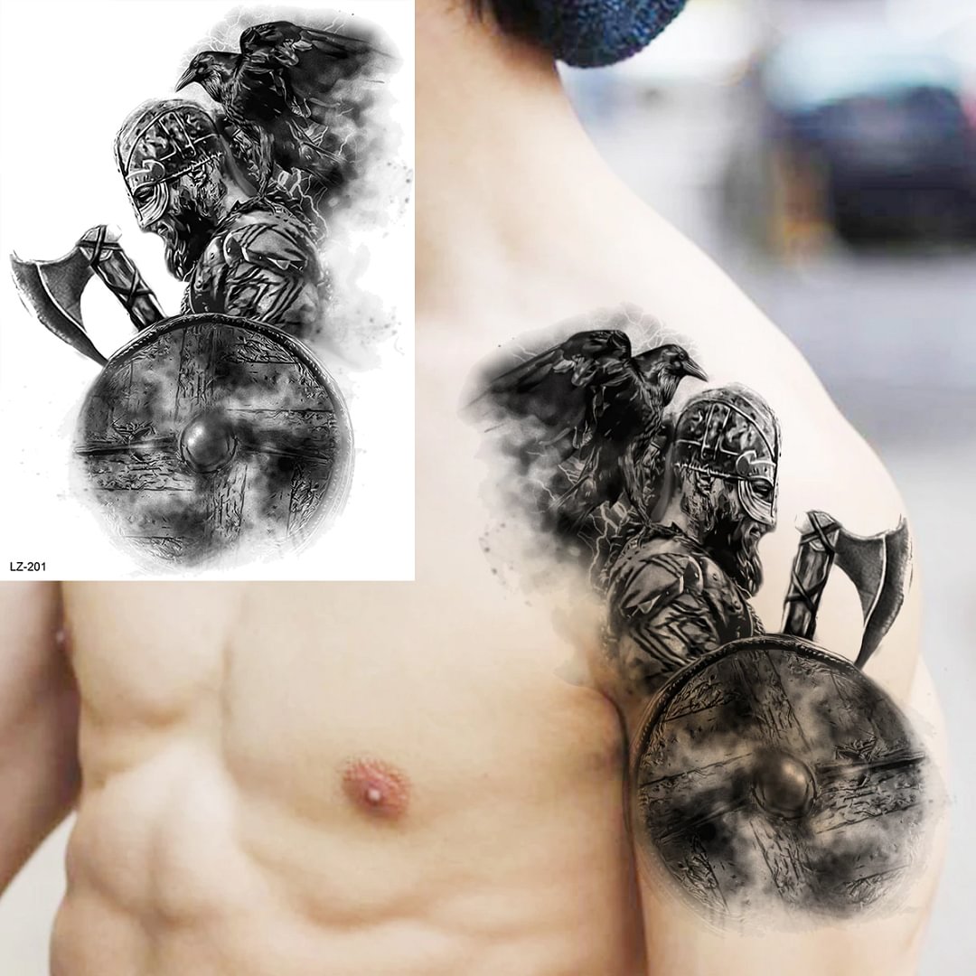 Sdrawing Cuttlefish Skeletion Scary Temporary Tattoos For Men Women Pirate Tiger Skull Totem Fake Tattoo Sticker Tatoos Octopus