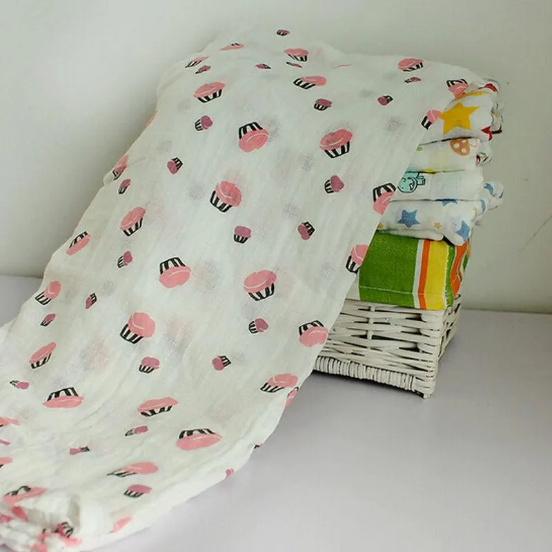 New Cute Nursery Infant Baby Swaddling Blanket Newborn Infant Cotton Swaddle Towel Soft Baby Printed Blanket 120*120cm
