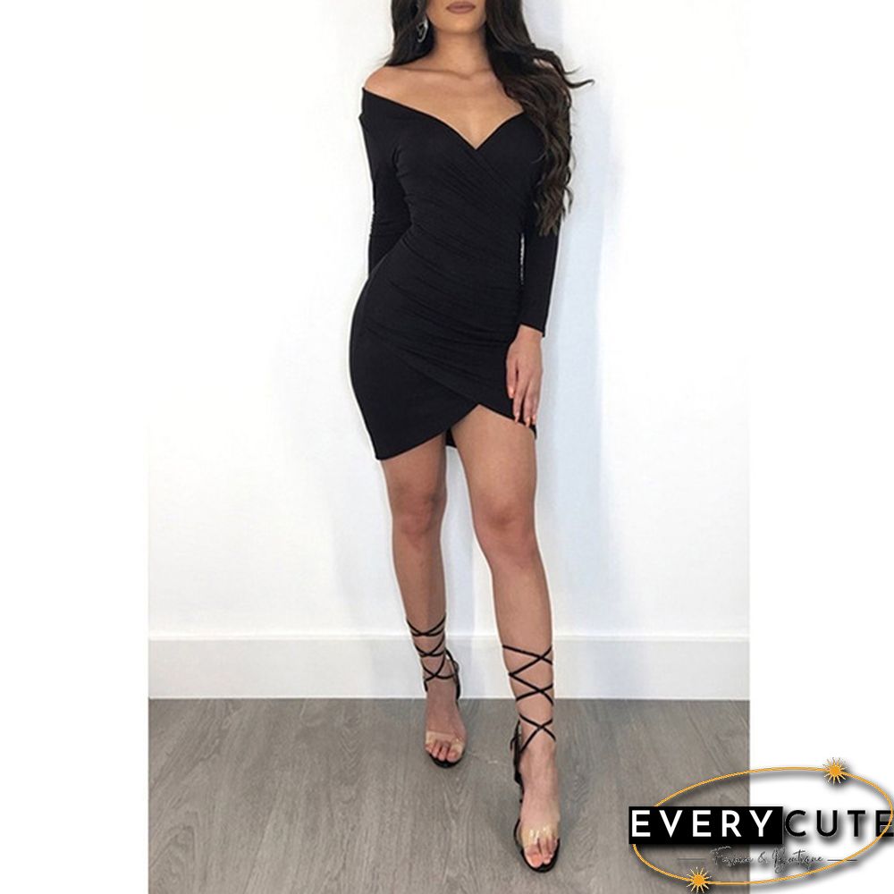 Women Fashion Spring Autumn Commuter Dress Slim Long Sleeved Dress