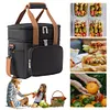 13L Dual Compartments Expandable Insulated Cooler Bag for Camping Picnic (Black)