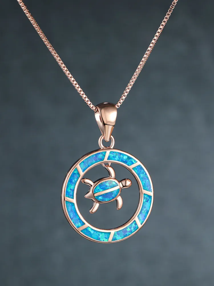 Blue Turtle Trend Simple Pendant Necklace